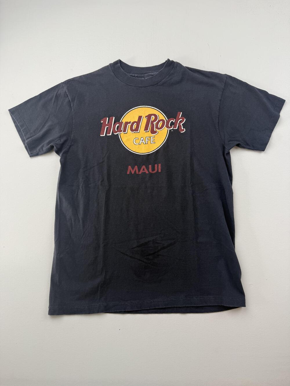 Vintage Hanes Beefy-T Shirt Mens Large Black Hard Rock Cafe Maui Tee USA VTG